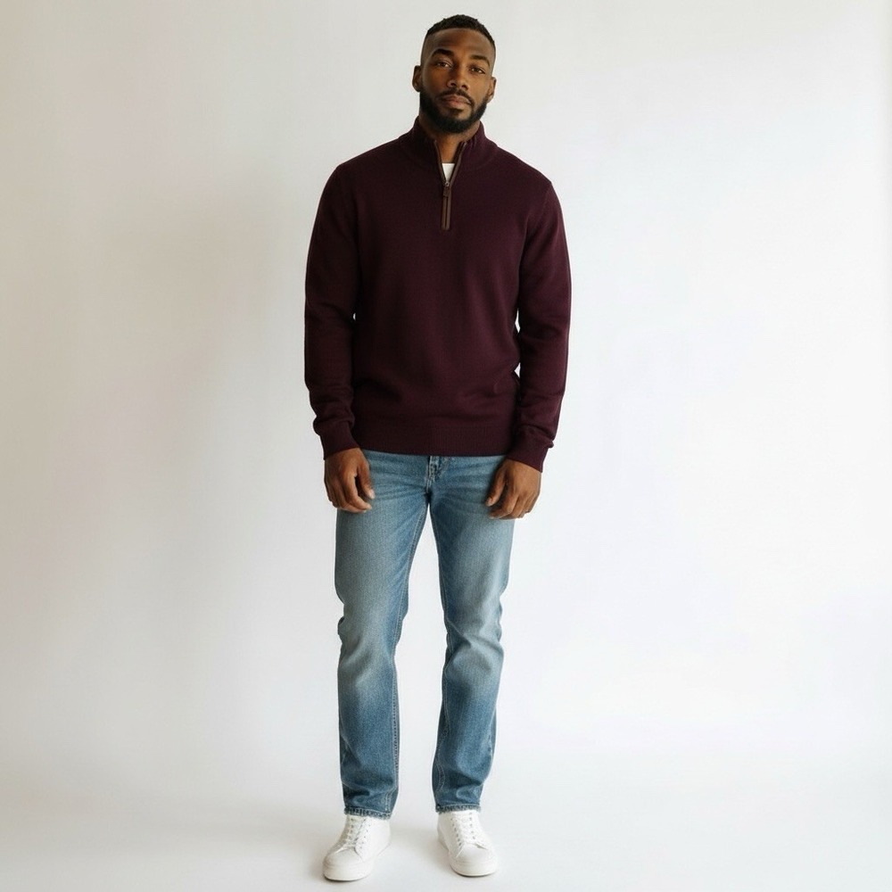 The Men's Store Bloomingdale Plum Quarter Zip Cashmere Sweater Mens Size L